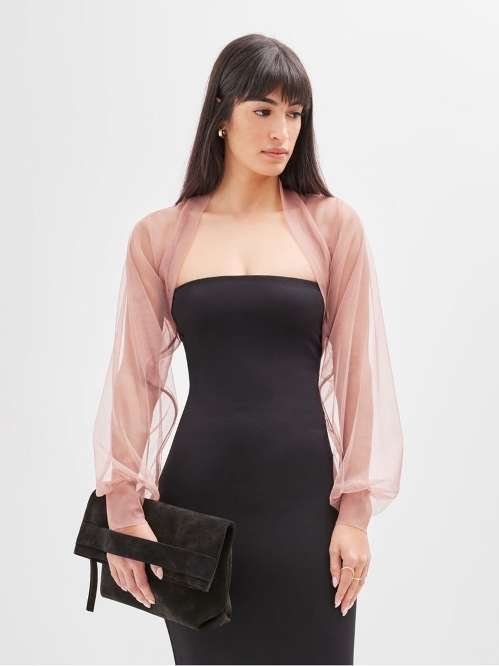 NWT Marcella Dusty Pink Olympia Bolero Luxe Mesh Sleeve Shrug XL